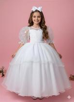 Vestido Longo Juvenil Branco para Festa Luxo Casamento Eva - Fabuloso Ateliê Vestido Longo Juvenil Branco para Festa Luxo Casamento Eva - Fabuloso Ateliê