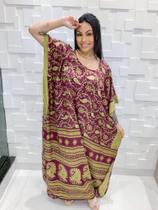 Vestido Longo Kaftan Indiano Estampada De Seda Plus Size 469 - Deeyaa Indiana