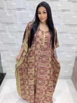 Vestido Longo Kaftan Indiano Estampada De Seda Plus Size 469 - Deeyaa Indiana