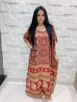 Vestido Longo Kaftan Indiano Estampada De Seda Plus Size 469