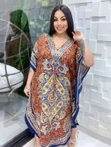 Vestido Longo Kaftan Indiano Estampada De Seda Plus Size 470 - Deeyaa Indiana