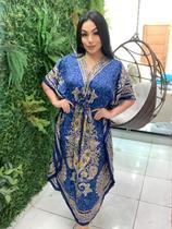 Vestido Longo Kaftan Indiano Estampada De Seda Plus Size 470