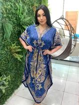 Vestido Longo Kaftan Indiano Estampada De Seda Plus Size 470