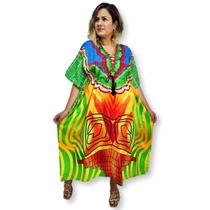 Vestido Longo Kaftan Plus Size Estampa Digital Indiana