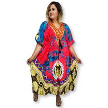 Vestido Longo Kaftan Plus Size Estampa Digital Indiana Vestido Longo Kaftan Plus Size Estampa Digital Indiana