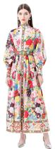 Vestido longo LAI MENG FIVE CATS feminino de mangas bufantes florais