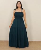 Vestido Longo Lastex Feminino Moda Evangélica Alça Amarrar Soltinho Moda Verão