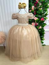 Vestido Longo Laura Dourado Rendado Enjoy Formatura Festas Apresentação Daminhas Vestido Longo Laura Dourado Rendado Enjoy Formatura Festas Apresentação Daminhas