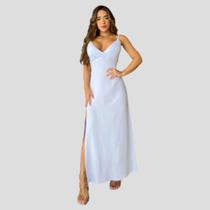 Vestido Longo Lena De Alcinha Decote V Com Fenda