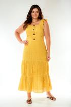 Vestido Longo Lese Amarelo Plus Size Tam 46