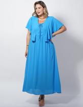 Vestido Longo liso azul Festa