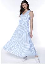 Vestido Longo Listrado Azul e Branco Sob