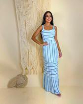 Vestido Longo Listrado de alça