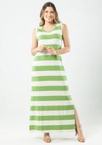 Vestido Longo Listrado Pau a Pique Verde Vestido Longo Listrado Pau a Pique Verde