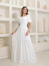 Vestido Longo Luxo duna pipoca manga curto ombro ombro 0650