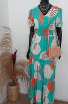 Vestido longo manga boneca 55% Viscose 45% Linho Tamanhos M/G Vestido longo manga boneca 55% Viscose 45% Linho Tamanhos M/G