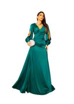 Vestido Longo Manga Bufante Festa Madrinha Convidada Casamento Formatura Vestido Longo Manga Bufante Festa Madrinha Convidada Casamento Formatura