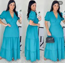 Vestido longo manga bufante