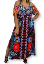 Vestido Longo Manga Ciganinha Estampado Vestido Longo Manga Ciganinha Estampado