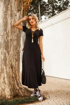 Vestido Longo Manga Curta Feminino - Tie Dye