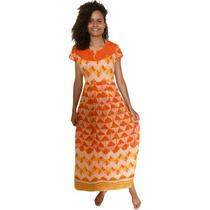 Vestido Longo Manga Curta Indiano Estampado Evangélica 01 Vestido Longo Manga Curta Indiano Estampado Evangélica 01