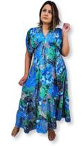 Vestido Longo Manga Curta Plus Size Toque de Seda LDR-60