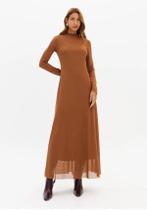 Vestido Longo Manga Longa De Tule