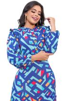 Vestido Longo Manga Longa Geométrico Vestido Longo Manga Longa Geométrico