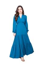 Vestido Longo Manga Longa Outono Inverno Moda Evangelica