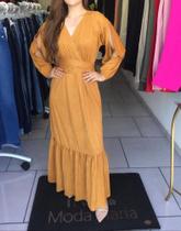 Vestido Longo Manga Vazada Vestido Longo Manga Vazada