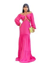 Vestido longo mangas bufantes