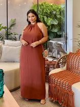 Vestido Longo Marrom Boho Frente Única Faixa Amarração Festa Casamentos Convidada Ajustável Elegante