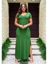 Vestido Longo Maxi Com Manga E Bolso Barra Oval - luh may