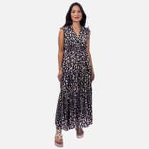Vestido Longo Maya Ombro Drapeado Regulável Acinturado Decote em V Cores da Moda Elegante e Confortável Moda Casual