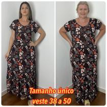 Vestido Longo Moda Jovem Casual Moda Evangélica Com Mangas Curtas Malha Fria Liganete