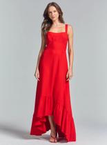 Vestido Longo Mullet Com Babados Na Barra Tamanho M Sommer Vermelho Ref.443104977 Vestido Longo Mullet Com Babados Na Barra Tamanho M Sommer Vermelho Ref.443104977