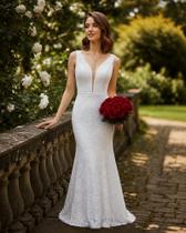 Vestido Longo Noiva 53 Plus Size Renda Casamento Civil Festa
