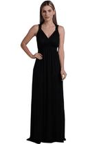 Vestido Longo Para Gestante E Amamentação Com Busto Ajustável - Preto