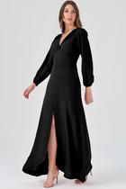 Vestido Longo PKS Com Fenda Preto