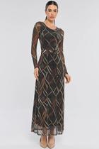 Vestido Longo PKS Tule Estampa Brown Diamonds