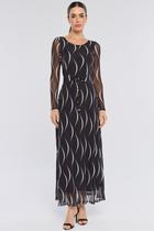 Vestido Longo PKS Tule Estampa Stripe P&B Vestido Longo PKS Tule Estampa Stripe P&B