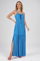 Vestido Longo PKS Viscose Azul