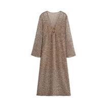 Vestido Longo Plissado Com Lantejoulas Sexy Para Mulheres, Decote Em V Profundo, Manga Longa,