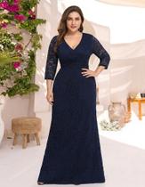 Vestido Longo Plus Size 62 Renda Civil Formatura Batizado Festa Vestido Longo Plus Size 62 Renda Civil Formatura Batizado Festa