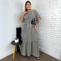 Vestido Longo Plus Size Acinturado Evasê Estampa Exclusiva Casual Festa E Trabalho Vestido Longo Plus Size Acinturado Evasê Estampa Exclusiva Casual Festa E Trabalho