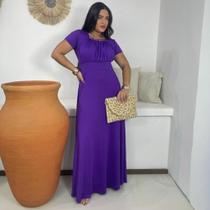 Vestido Longo Plus Size Bolinhas Liso Moda Evangélica Feminina