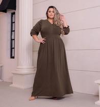 Vestido Longo Plus Size Cássia Moda Evangélica Feminina Vestido Longo Plus Size Cássia Moda Evangélica Feminina