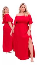 Vestido Longo Plus Size Ciganinha com Fenda G ao G2