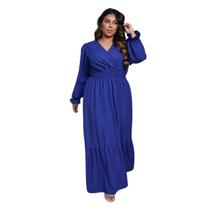 Vestido Longo Plus Size Com Manga Longa Em Duna 2º Geração Vestido Longo Plus Size Com Manga Longa Em Duna 2º Geração