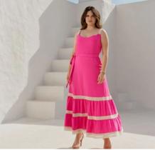 Vestido longo Plus size cor pink tamanho 48